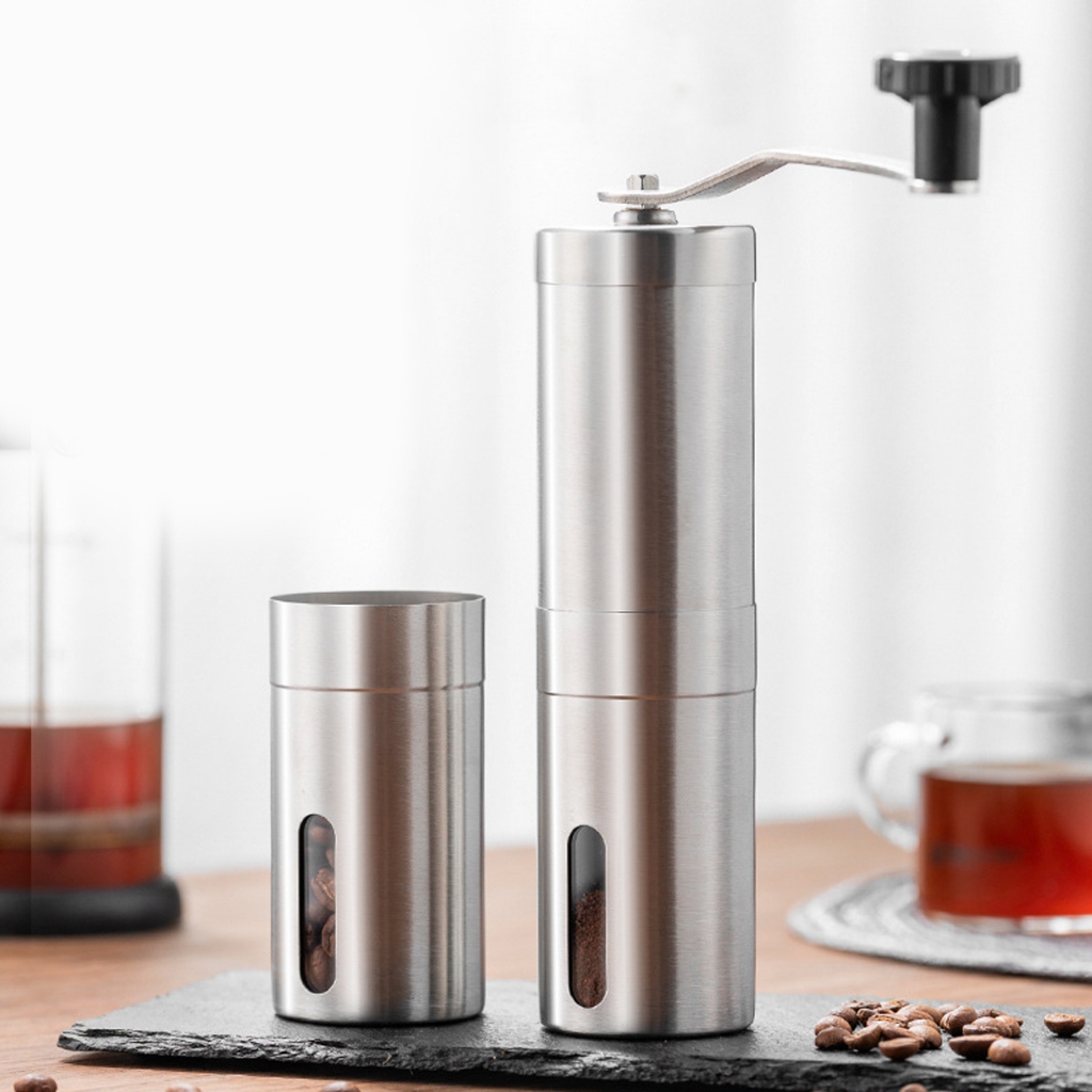 เครื่องบดเมล็ดกาแฟ คุณภาพสูง Mini แบบพกพาด้วยตนเองเครื่องบดกาแฟมือหมุนสแตนเลสมือโรงงานกาแฟถั่วเครื่อ