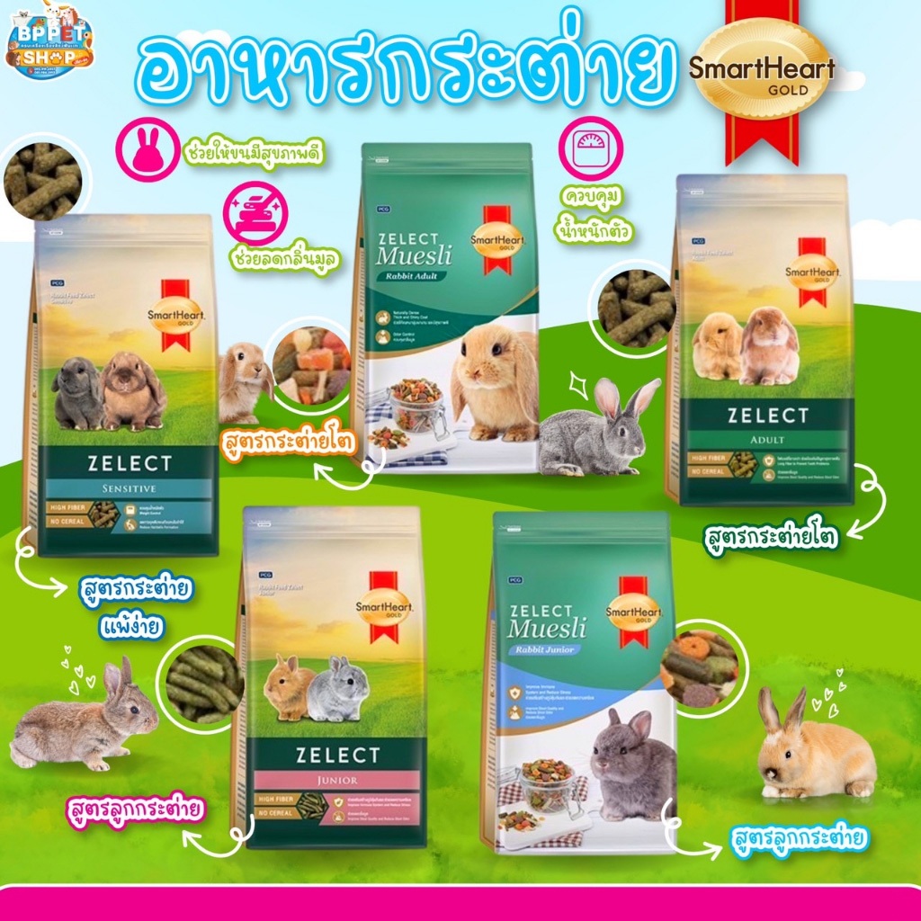 (Ratima) อาหารกระต่ายเด็ก SmartHeart Gold Zelect/ Zelect Muesli เกรดพรีเมียม อาหารสัตว์เล็ก
