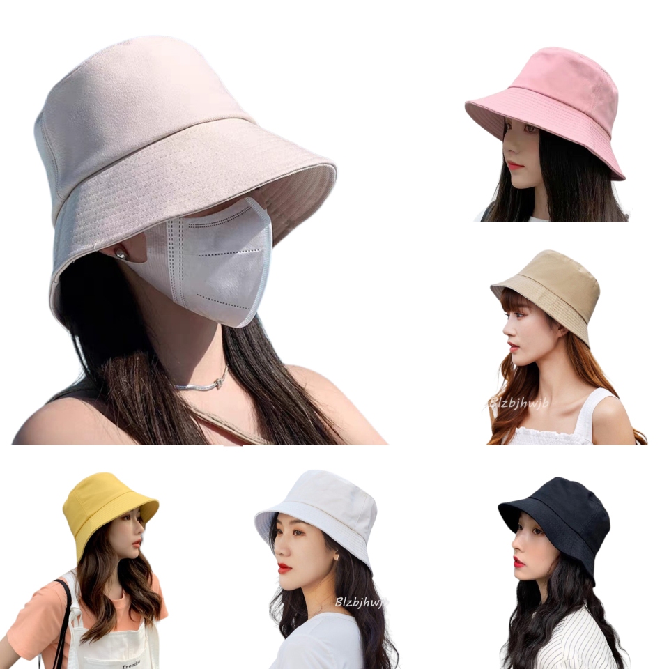 หมวกบักเก็ตสีพื้น2024 ขนาด(58-60cm)ใบใหญ่กว่าทั่วไป บางเบาใส่สบาย ( หมวก )