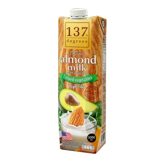 (ยกลัง)137 ดีกรี นมอัลมอนด์ สูตรอโวคาโดและผักรวม 7 ชนิด ขนาด 1000ml x 12 (Almond Milk with Avocado 137 Degrees Brand)