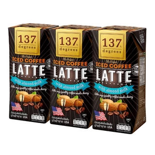 (ยกลัง)137 ดีกรี นมอัลมอนด์ สูตรกาแฟลาเต้ ขนาด 180ml x pack of 3x12 (Almond Milk Coffee Latte 137 Degrees Brand)