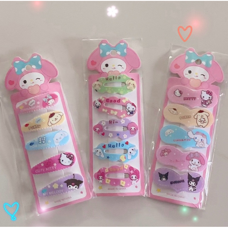 กิ๊บติดผมหน้าม้า กิ๊บเปาะแปะเกาหลีลายการ์ตูน [1 แผงมี 5 ตัว]
