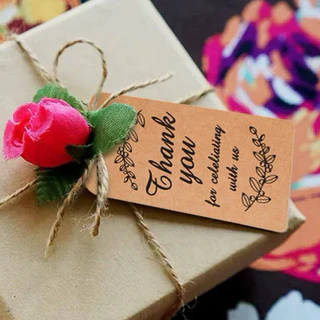 ป้ายแท็ก tag ห้อยสินค้า Thank You (บรรจุ100 ป้าย/แพ็ค พร้อมเชือกป่าน20เมตร)
