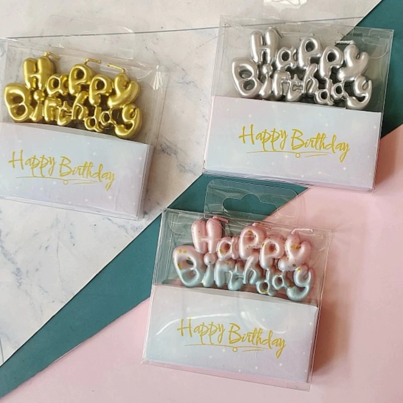107 <พร้อมส่งในไทย 🇹🇭> เทียน Happy birthday 🎂 เทียนวันเกิด HBD สีทองเงินล้วน 🌈