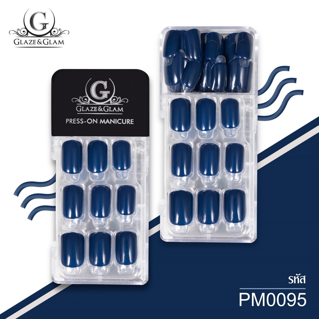 [ New ] GLAZE & GLAM เล็บปลอม เล็บเจลปลอม เล็บปลอมสำเร็จรูป เล็บปลอมพร้อมเทปกาวในตัว PRESS ON NAILS / PM0095 / 30 PCS