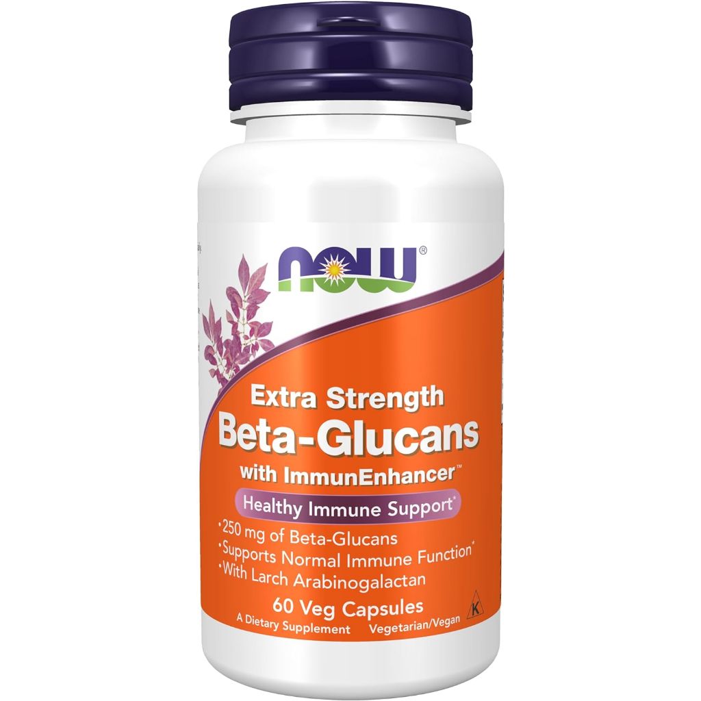 Now Foods, Beta-Glucans, with ImmunEnhancer, 250 mg, 60 Veg Capsules with Beta-1,3/1,6-D-Glucan Powder - [EXP 10/2026]