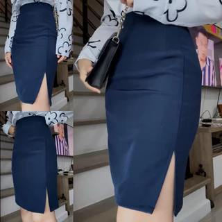 กระโปรงรุ่นสีพื้น ผ่าหน้า ทรงเอตรง xs-xxl ยาว 20-21 นิ้ว กระโปรงเอวสูงมีซับใน