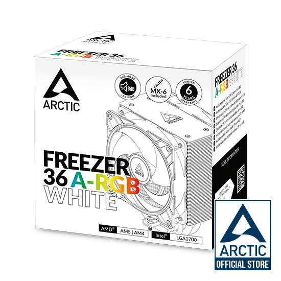ARCTIC FREEZER 36 A-RGB WHITE (CPU AIR COOLER / ชุดระบายความร้อนซีพียูด้วยลม)