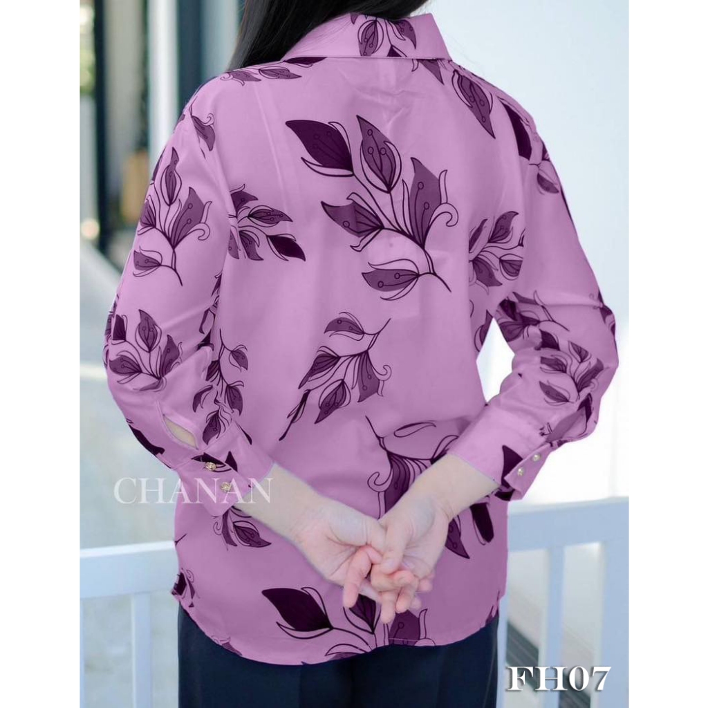 🔥Chanan☘️ เสื้อโพลี คอปกเชิ๊ต ลายใบไม้ ทรงสวยใส่สบาย เสื้อทำงาน ใส่เที่ยว เสื้อออกงาน เสื้อผู้ใหญ่ มี4สี รุ่นFH07