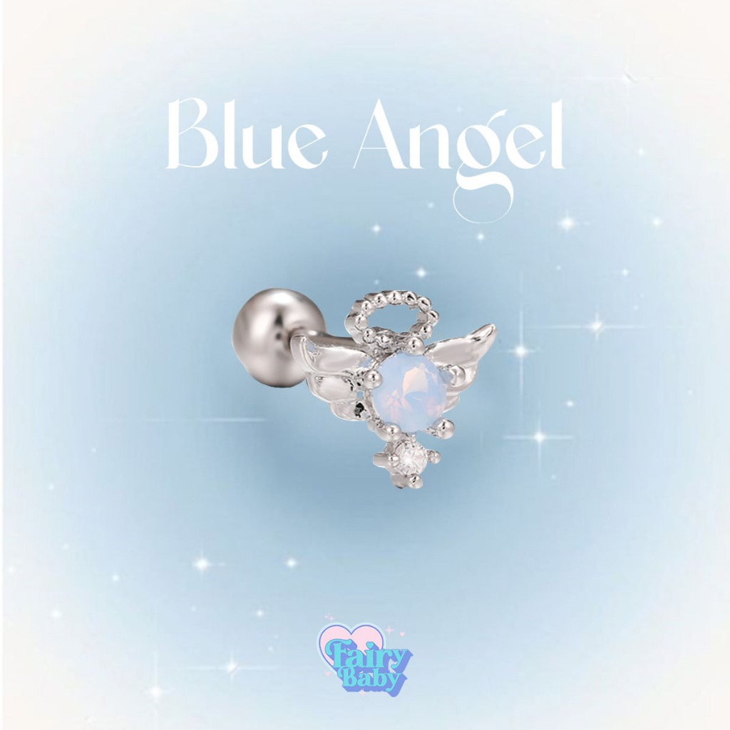 Fairybaby จิว Blue Angel (1ชิ้น) จิวหู นางฟ้า จิวต่างหู โทนฟ้า ก้านเกลียว ต่างหู เครื่องประดับ แฟชั่น จิวน่ารัก (J1-008)