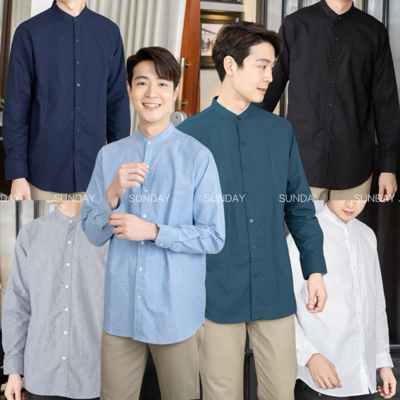 เสื้อเชิ้ตแขนยาว เสื้อเชิ้ตคอจีน ผ้าOXFORDS หลากสี ผ้าดี ใส่สบาย คุณภาพผ้า100%