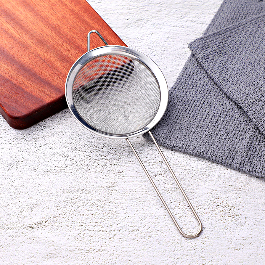 กระชอนสแตนเลส ขอบหนา 8cm. / 12 cm. กรองน้ำมัน ร่อนแป้ง อุปกรณ์ทำขนม เบเกอรี่ กรองเก๊กฮวย อาหาร