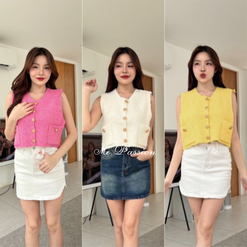 [เหลือ 269.- เก็บโค้ด “ร้านโค้ดคุ้ม 30%”] Chiffon Top : เสื้อแขนกุดผ้าไหมพรมทวิต ดีไซน์เก๋ด้านหน้าสั้น-หลังยาว