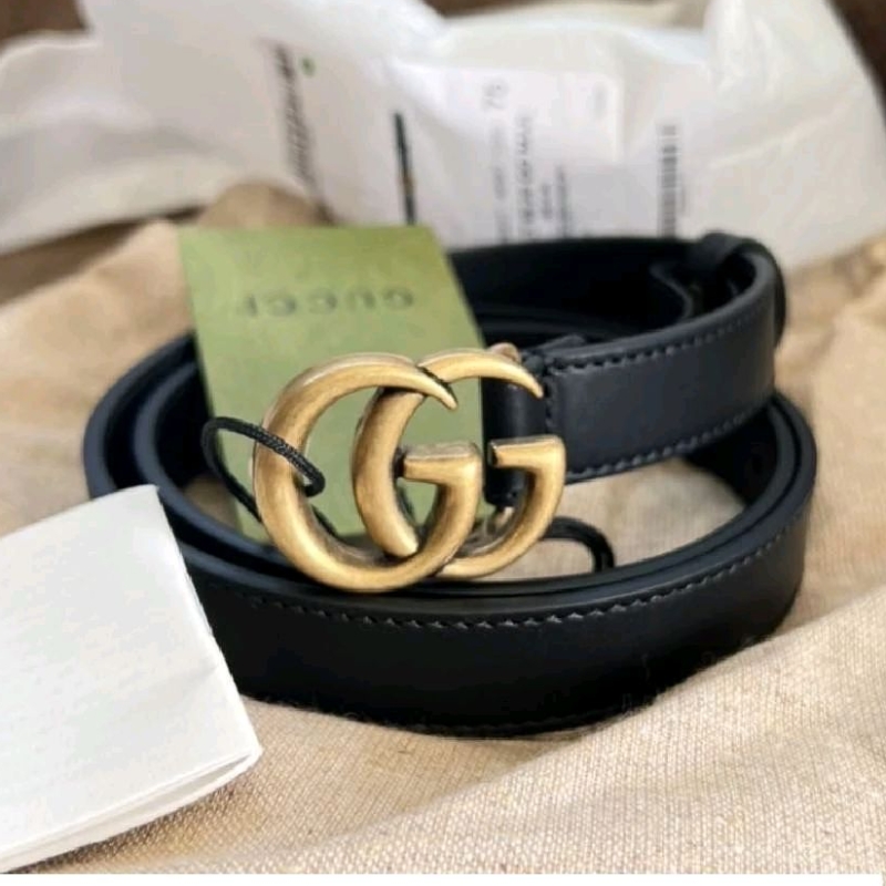 Gucci Belt 2cm หัวทอง 2024 ของแท้