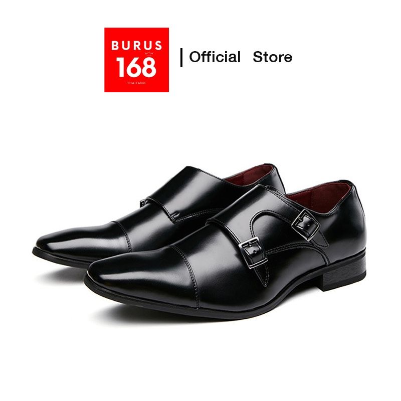 รองเท้าหนังแท้แบบสายรัดเข็มขัด ผู้ชาย (เย็บพื้นทุกคู่) - รุ่น Double Monk Straps แบบสายรัด BURUS (Size 39-44)