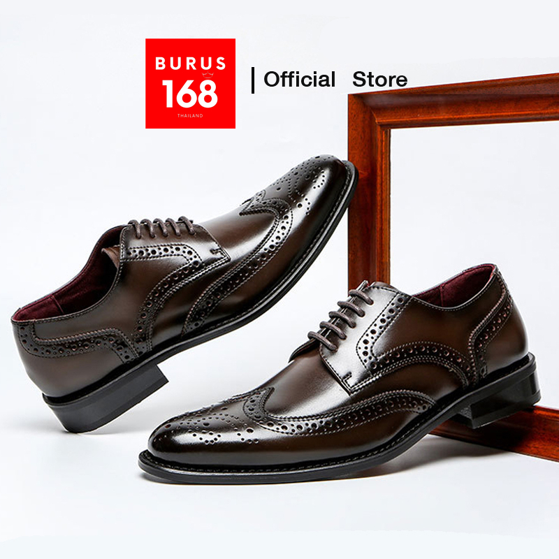 รองเท้าหนังแท้ลายฉลุ ผู้ชาย (เย็บพื้นทุกคู่) - รุ่น Brogue Dardy รองเท้าหนังลายฉลุ รองเท้าหนังออกงาน (Size 38-47)