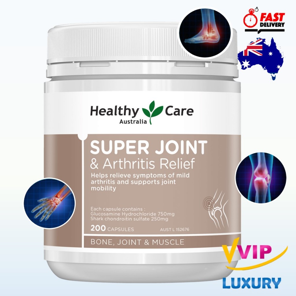 บำรุงข้อเสื่อม Healthy Care Super Joint &amp; Arthritis Relief 200 Capsules exp04/25
