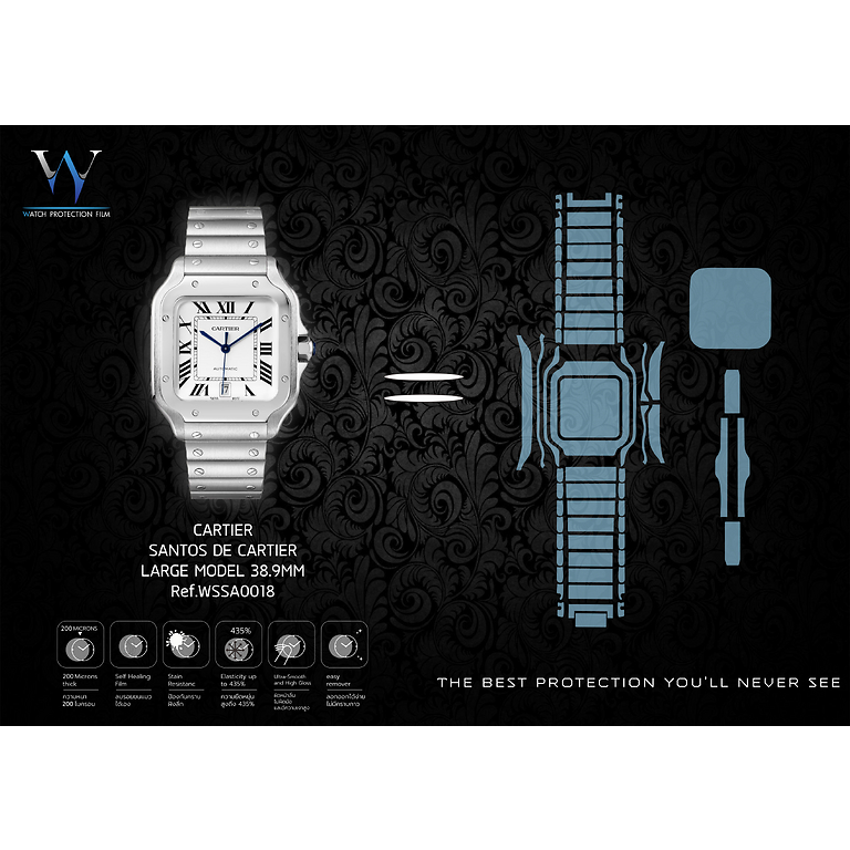ฟิล์มกันรอยนาฬิกา Watch Protection Film รุ่น Cartier Santos De Cartier Large Model 38.9mm Ref.WSSA0018