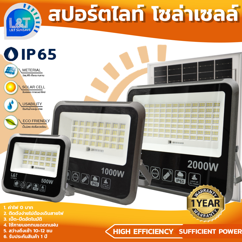 สปอร์ตไลท์โซล่าเซลล์ lt sunsave พลังงานแสงอาทิตย์ LED ประหยัดพลังงาน 500W / 1000W / 2000W สินค้าใหม่