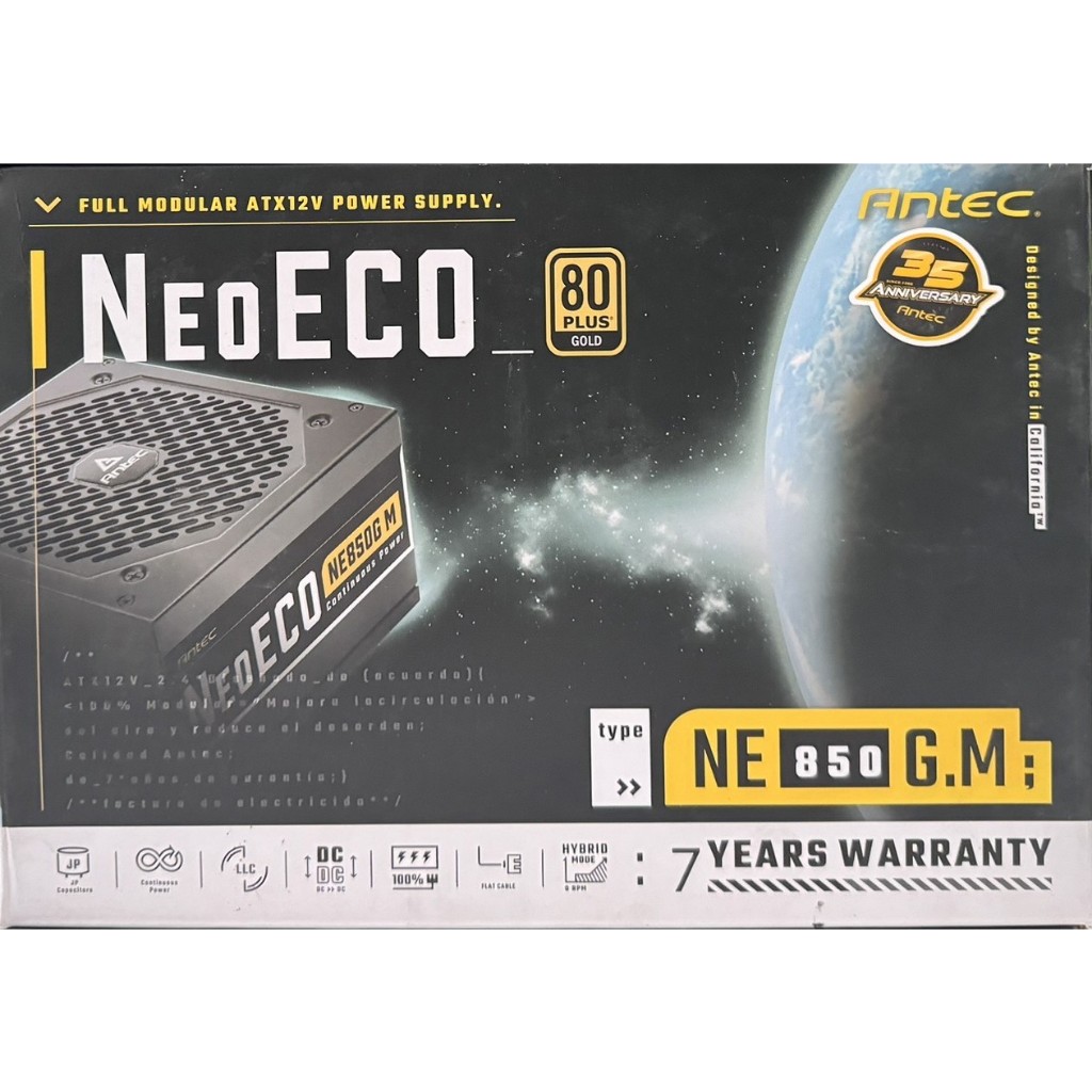 POWER SUPPLY (อุปกรณ์จ่ายไฟ) ANTEC NEOECO NE850G M - 850W 80 PLUS GOLD (BLACK) (ATX) มือสอง ประกันไท