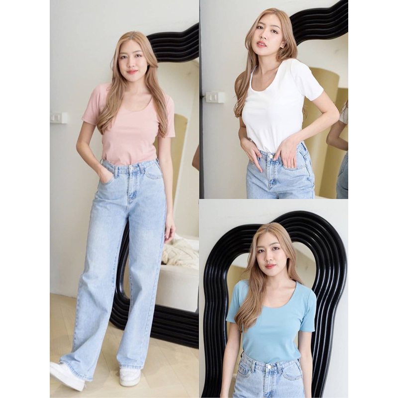 🔥ขายถูก ส่งไวกว่าแสงสุด🔥•❣️Lot 36เสื้อยืดคอยูทรงเบสิค G39 CARDIGAN_NISTA​ (MT23C)