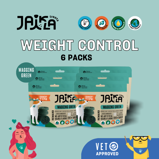 [6 Packs] JAIKLA ขนมสุนัขเพื่อสุขภาพ สูตร WAGGING GREEN ควบคุมน้ำหนัก ช่วยเผาผลาญไขมันส่วนเกิน