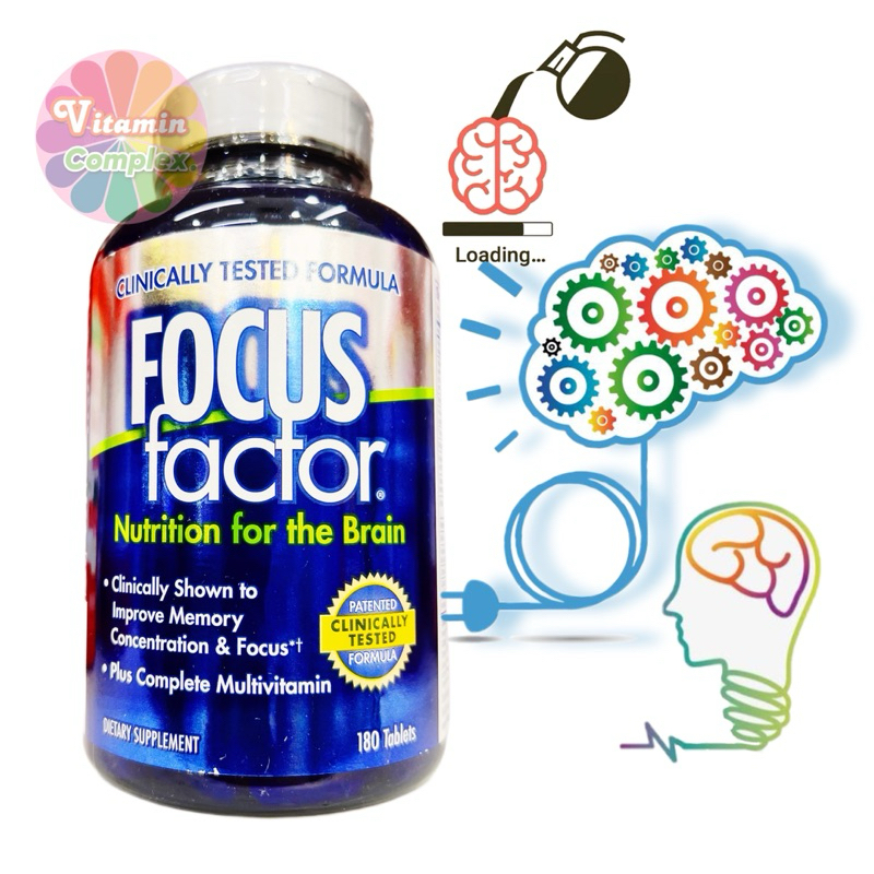ของแท้ Focus factor 180 เม็ด Exp.08/2025 Nutrition For the Brain บำรุงสมองเพิ่มความจำสมาธิ