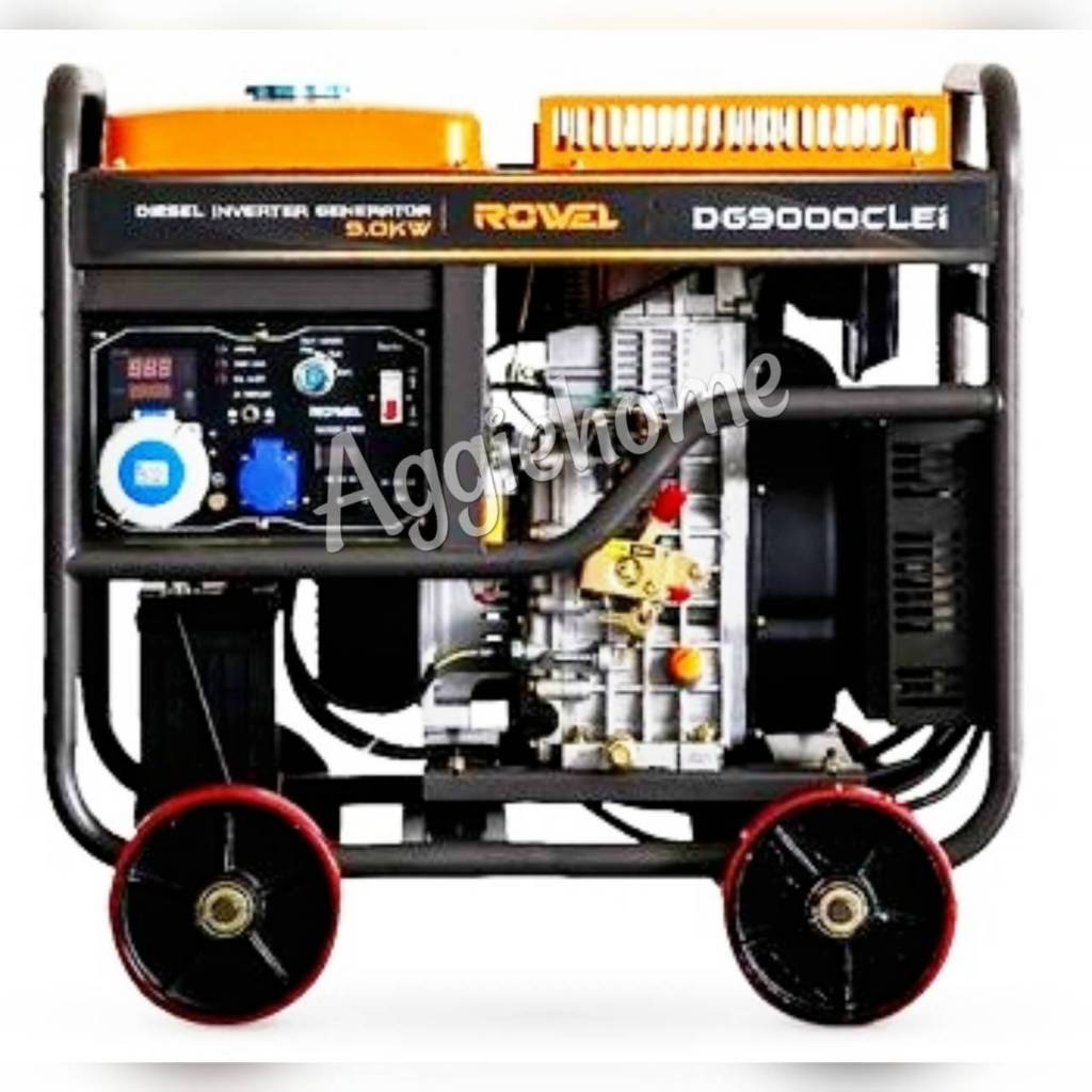 ROWEL เครื่องปั่นไฟ รุ่น DG9000CLEi ปั่นไฟดีเซล 9000 วัตต์ 220V 17 HP INVERTER กุญแจสตาร์ท เครื่องปั