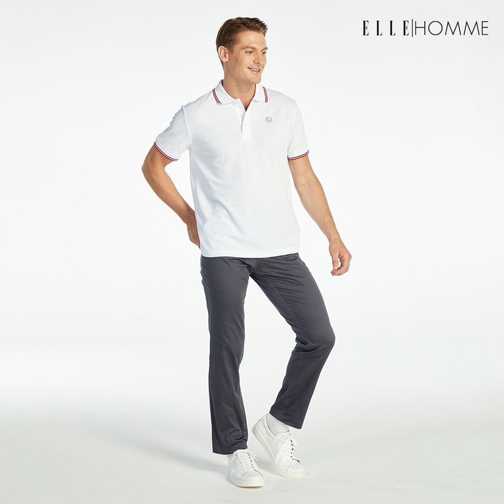 ELLE HOMME قميص بولو بشعار EH — أبيض — صورة 7