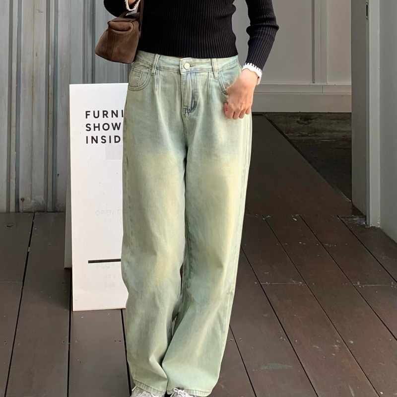 (เหลือ245.- เก็บโค้ดลดร้านโค้ดคุัม 30%)MIDI-Joji Jeans กางเกงยีนส์สีสนิมเฟด