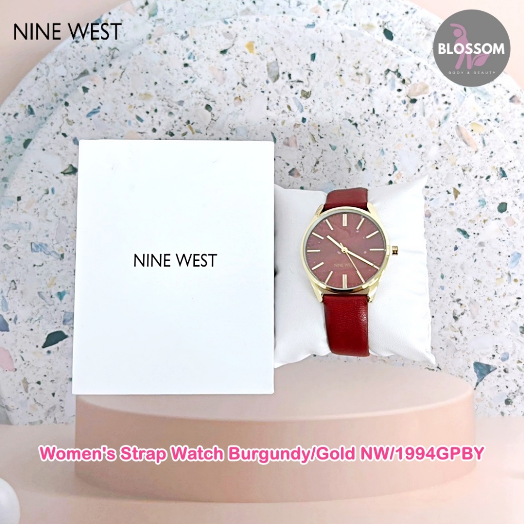 Nine West - Women's Strap Watch Burgundy/Gold NW/1994GPBY นาฬิกาข้อมือผู้หญิง