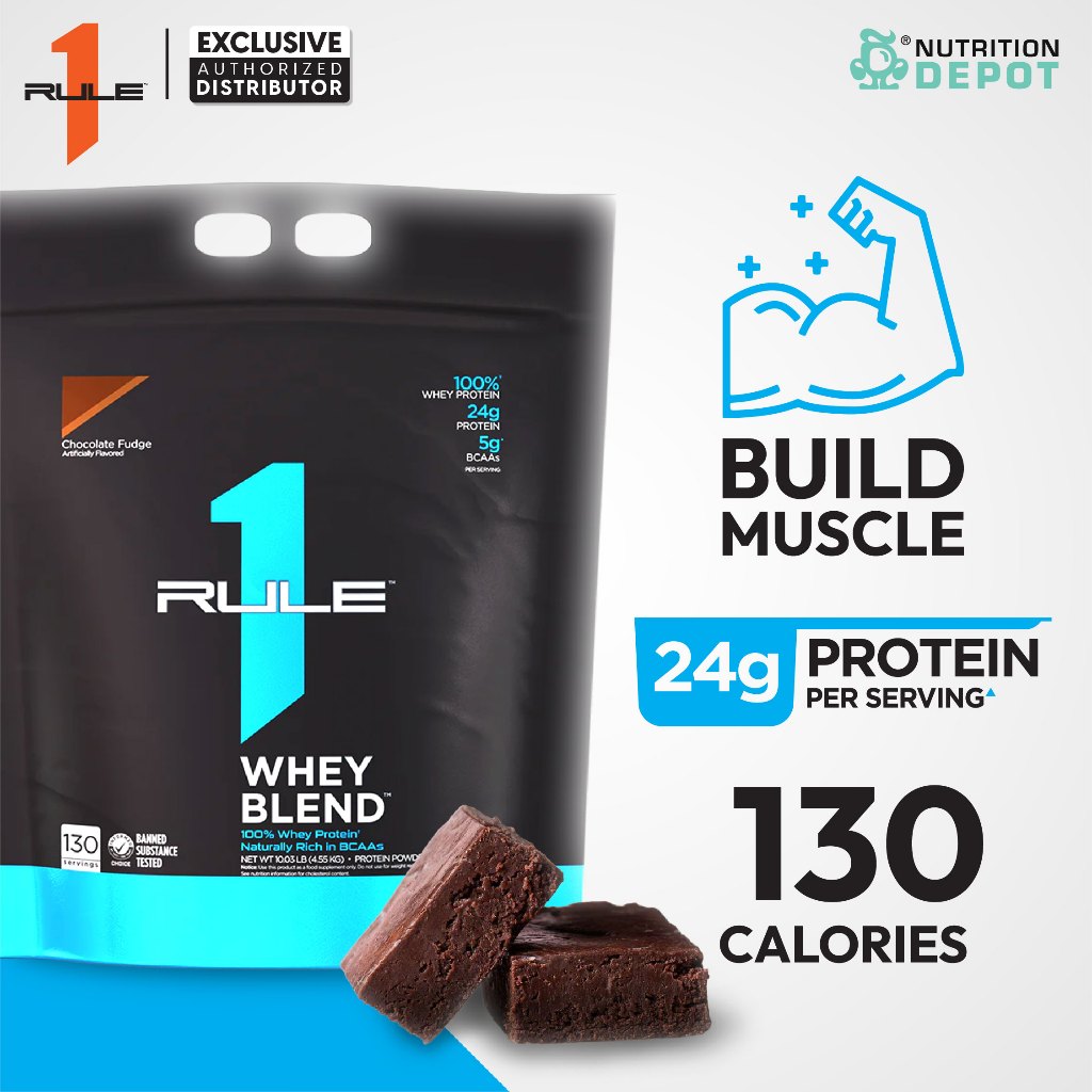 (BBF. 1 Sep 26)Rule1 Whey Blend 10lb - Chocolate Fudge เวย์โปรตีนเสริมสร้างกล้ามเนื้อ