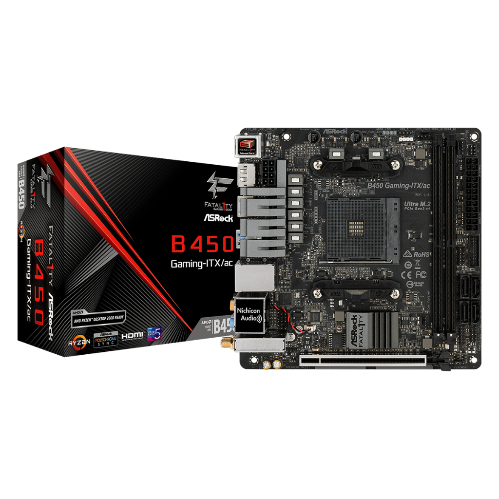 MAINBOARD (เมนบอร์ด) AM4 ASROCK FATAL1TY B450-I GAMING-ITX/AC WIFI [Mini-ITX] พร้อมส่ง