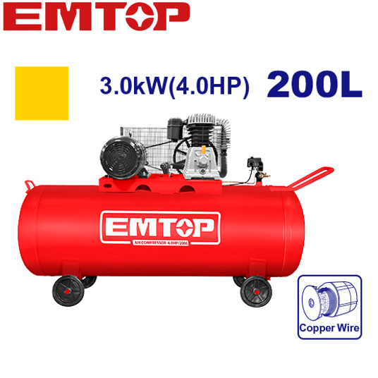 EMTOP ปั๊มลม ความจุถังลม 200 ลิตร ( Air compressor ) แรง 4HP รุ่น EACPB40203