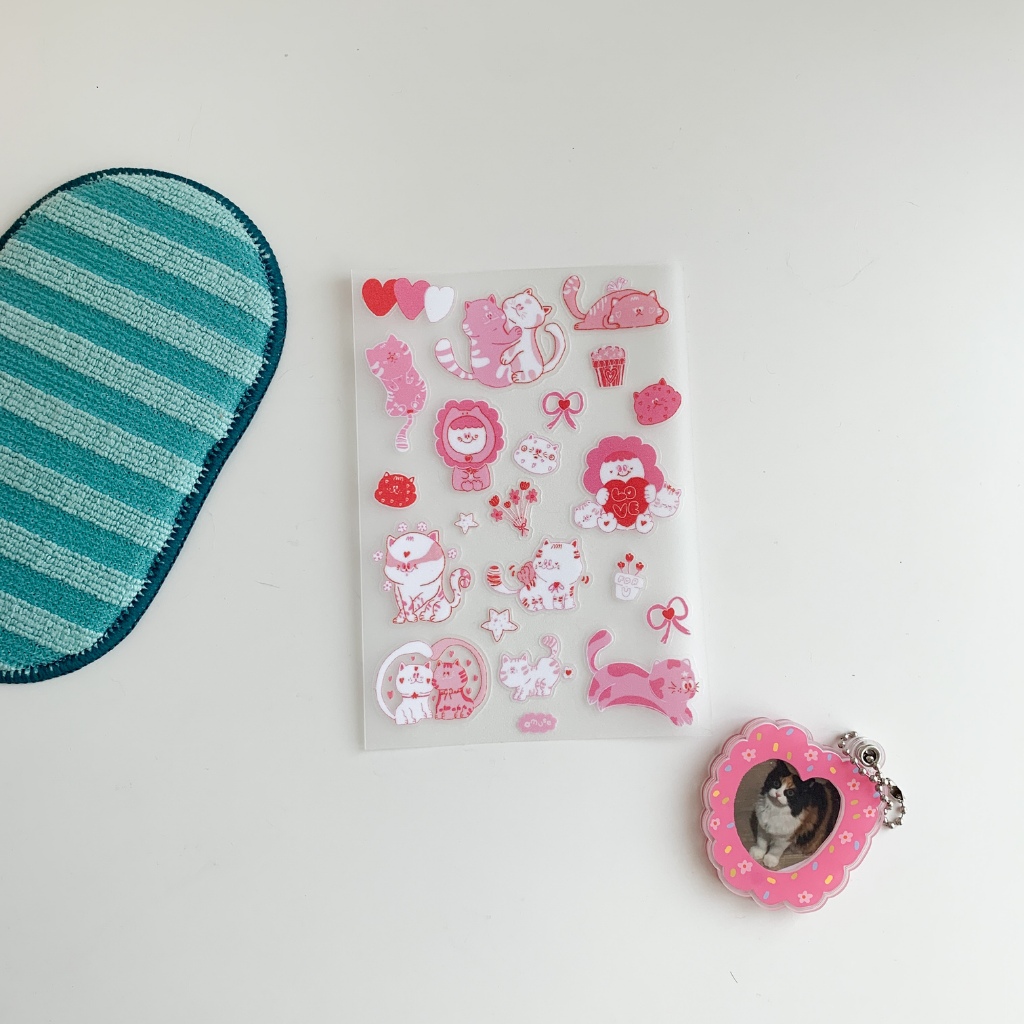 amuse.stuff-sweet cat sticker สติ้กเกอร์น้องแมวเคลือบกากเพรช