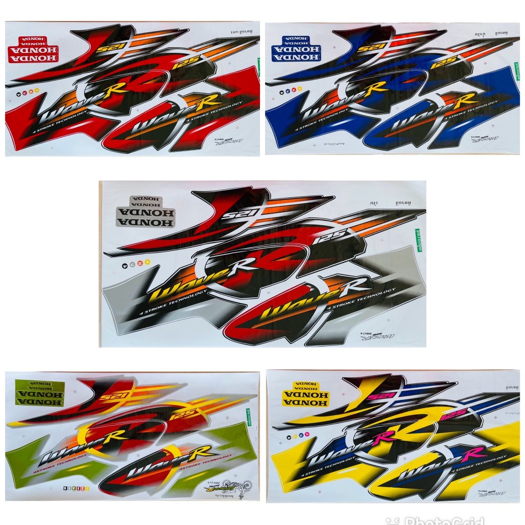 (เคลือบเงาแท้) สติกเกอร์ สติ๊กเกอร์ Wave 125R เวฟ 125R หัวแหลม ปี 2004 รุ่น 6