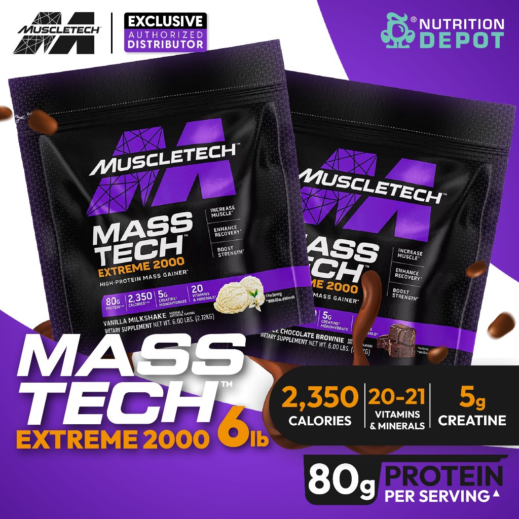 Muscletech Mass Tech Extreme 2000 - 6lb เวย์โปรตีนเพิ่มน้ำหนัก