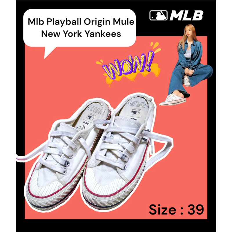 รองเท้าผ้าใบเปิดส้น Mlb​ Playball Origin Mule New York Yankees (มือสอง / Size : 39)