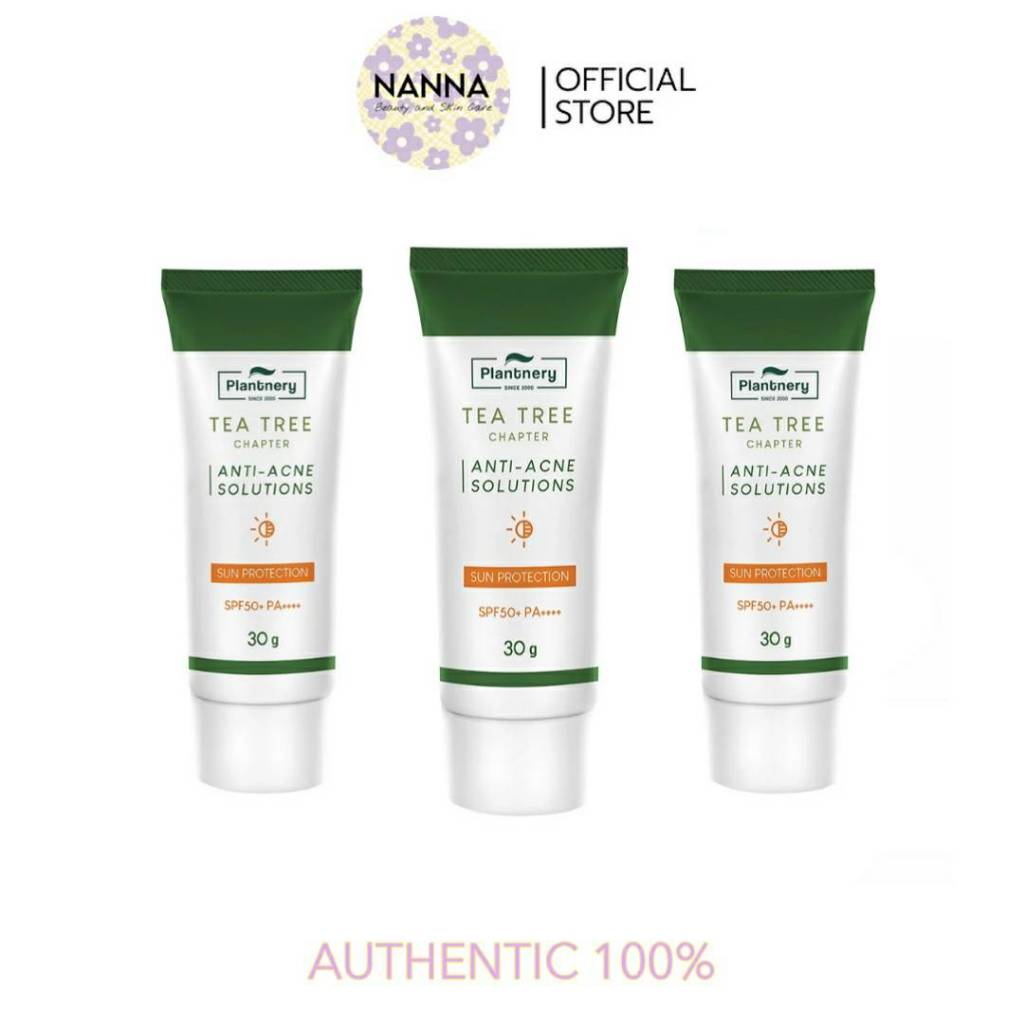 แท้ Plantnery Tea Tree Sunscreen Acne Oil Control SPF 50+ PA++++ 30 g แพลนท์เนอรี่ กันแดด ที ทรี สูตรควบคุมความมัน