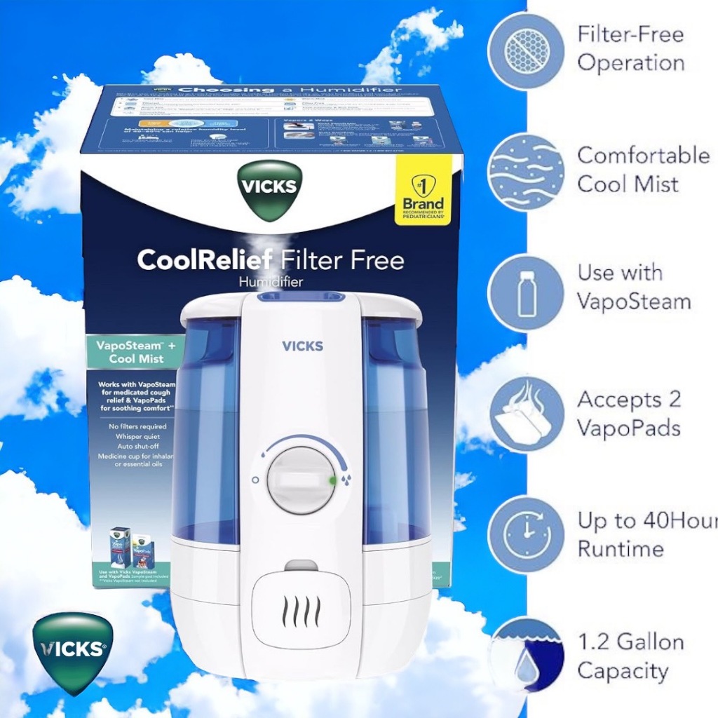 เครื่องพ่นวิคส์ไอเย็น Vicks Filter-Free Cool Relief ไร้ฟิลเตอร์