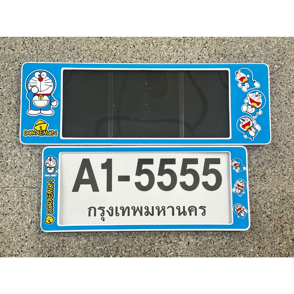 ป้ายทะเบียนรถยนต์ กรอบป้ายกันน้ำพลาสติก ลายโดเรมอนV1 1คู่/2ชิ้น