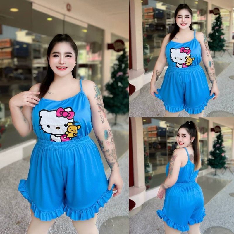 ชุดนอนกระแส สายเดี่ยว สาวอวบอ้วน  100kgน่ารักF1