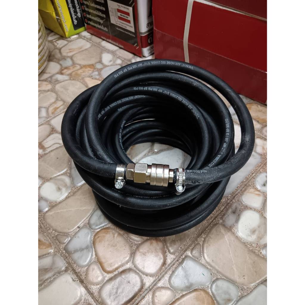 สายลมดำ ไม่งอ ไม่หัก รถเหยียบได้ 3ชั้น TAKARA 8x16มม พร้อมด้ายเสริมแรง สายลมอย่างดีใช้กันทั้งในอู่ซ่อมในปั้มน้ำมันและในอ