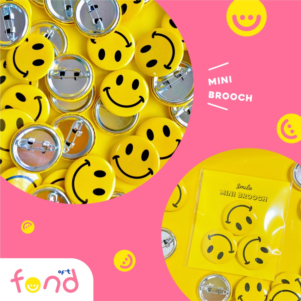 เข็มกลัดจิ๋วลายหน้ายิ้ม 2.5 cm. 3 อัน smile mini brooch