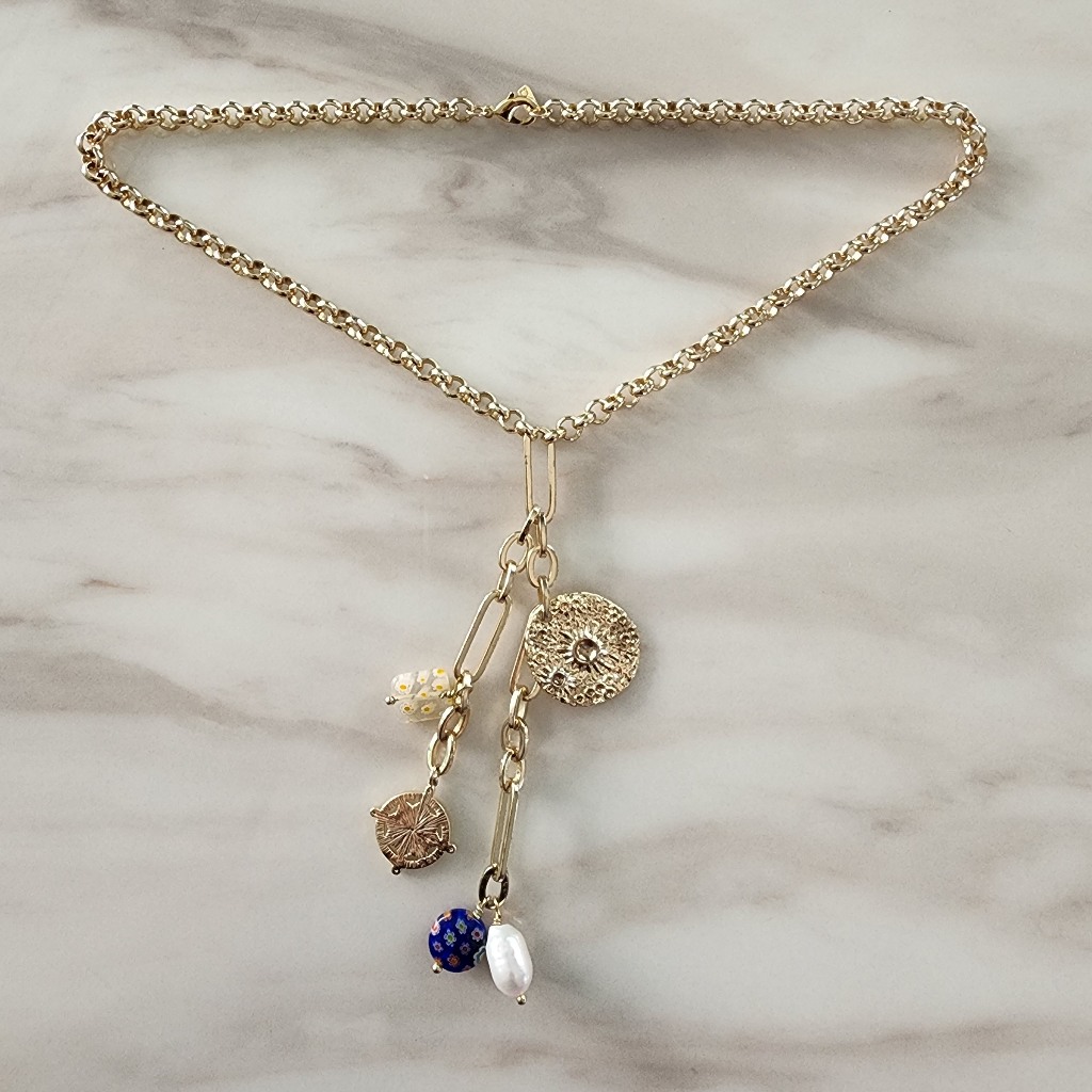 สร้อยคอทอง 14kt GP จี้มุกแท้ ของ Martha Calvo Made in USA