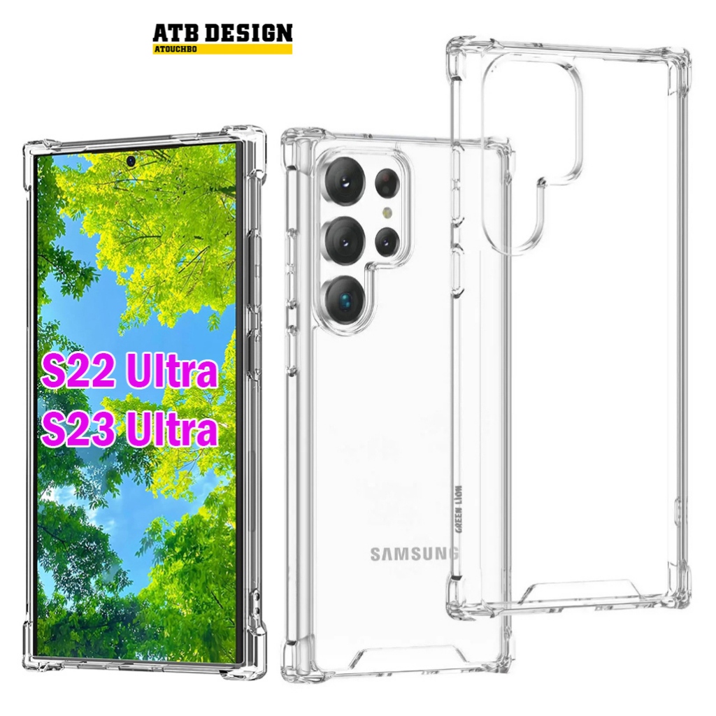KingKong เคสกันกระแทก Samsung Galaxy S23 Ultra / S23Ultra เคสใส เคสกันกล้อง แบบขอบนิ่ม-ด้านหลังแข็ง AtouchBo Transparent
