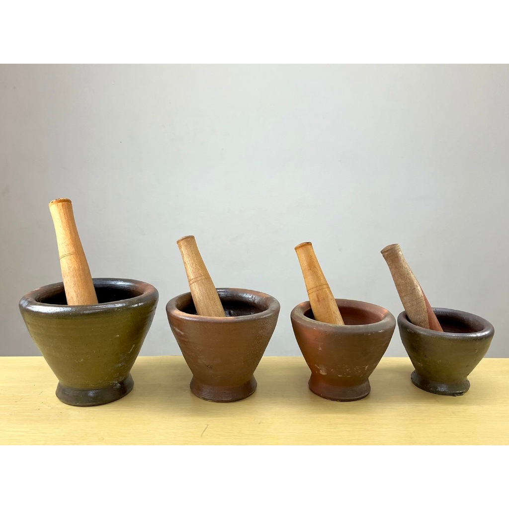 i Home OTOP ครกส้มตำ ครกดินเผา ครกหินทราย ขนาด 6-10 นิ้ว มีสากไม้ (สำหรับมืออาชีพตำส้มตำ) รับประกันกันแตก สินค้าใหม่