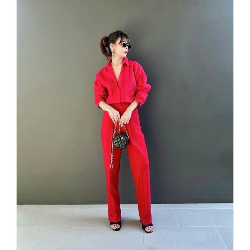 กางเกงลินินเอวสูงขายาวทรงบอยตะขอหน้าทรงสวยเป๊ะอำพรางต้นขาได้ดีมาก - รูปที่ 5