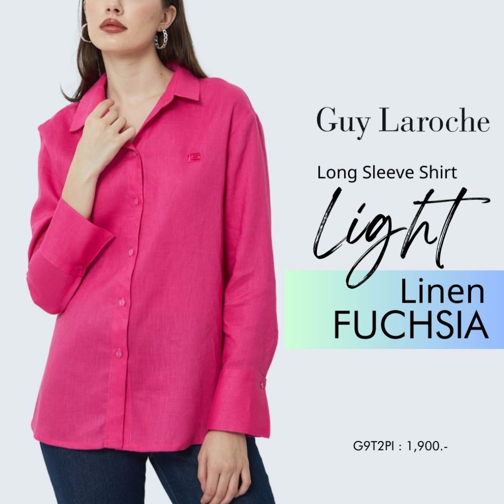 Guy Laroche เสื้อเชิ้ตผู้หญิงแขนยาว สีชมพู (G9T2PI)