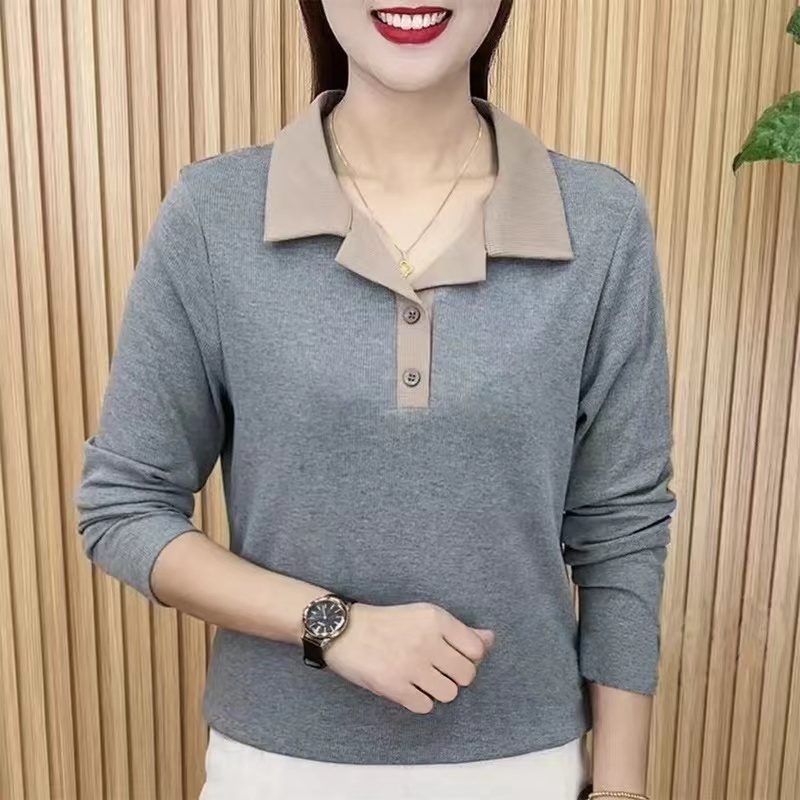 ที่ถูก ที่สุด  สวยมาก  สีทึบ  แขนยาว  เสื้อโปโล  5สี  M~5XL